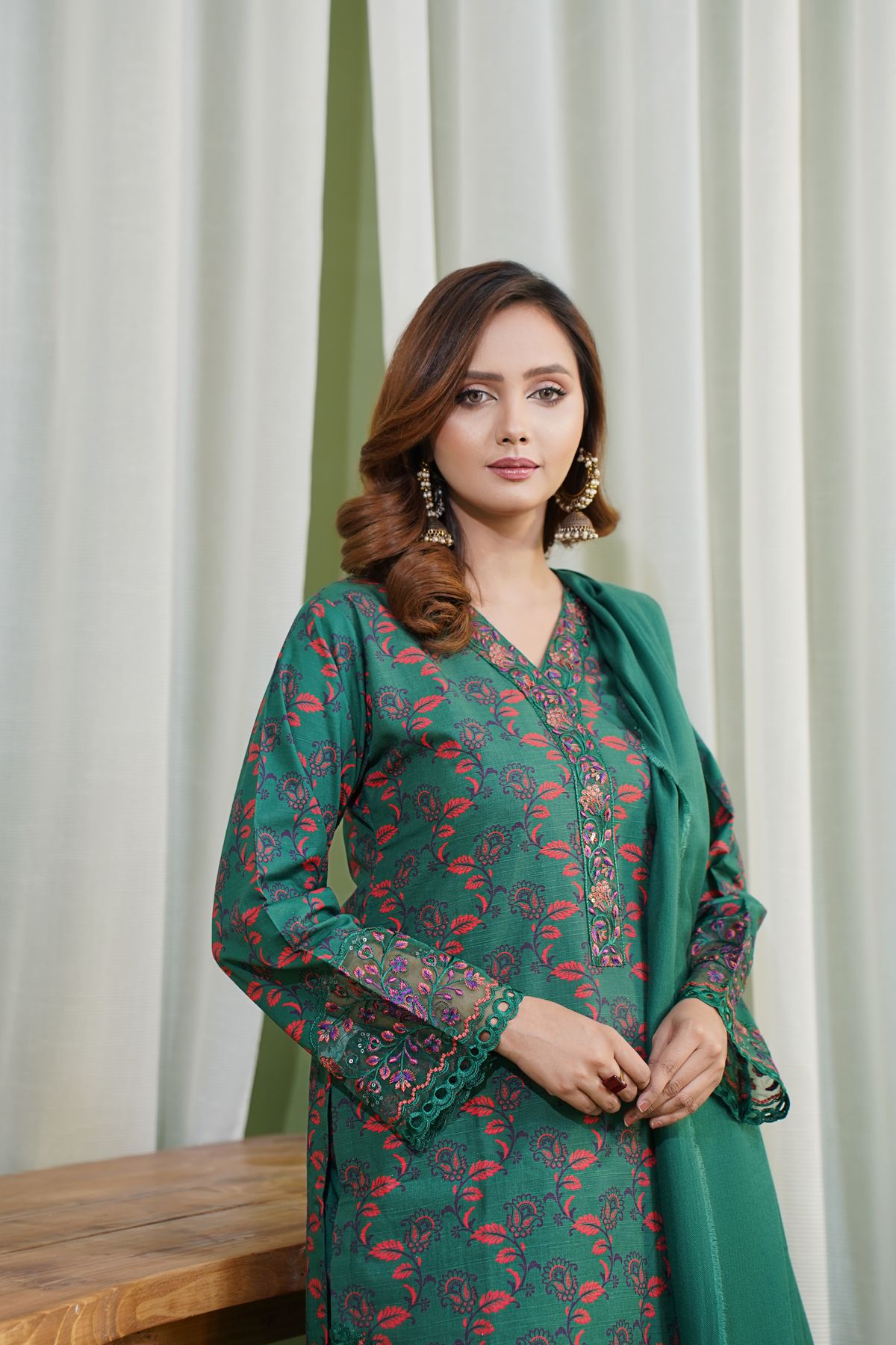 Crimson Embroidered Pret